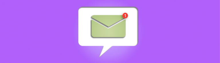 green email with alert popup on purple background