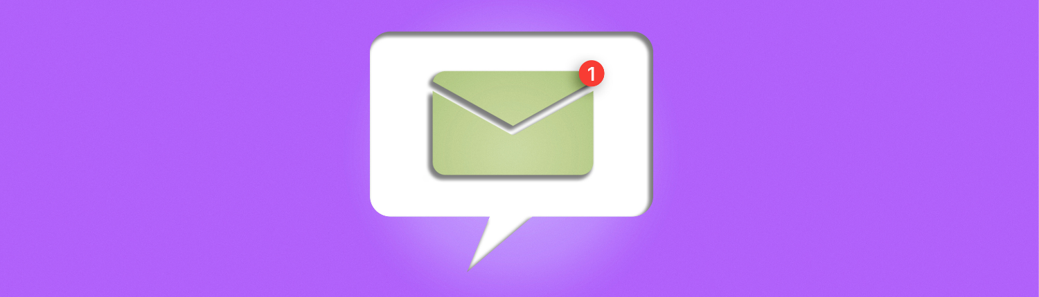 green email with alert popup on purple background