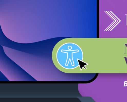purple background with laptop overlaid and accessible icon with words reading ready or not? new ada web rules beginning april 2026