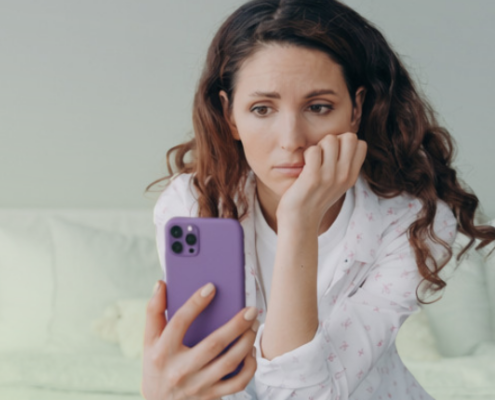 Women upset at her phone